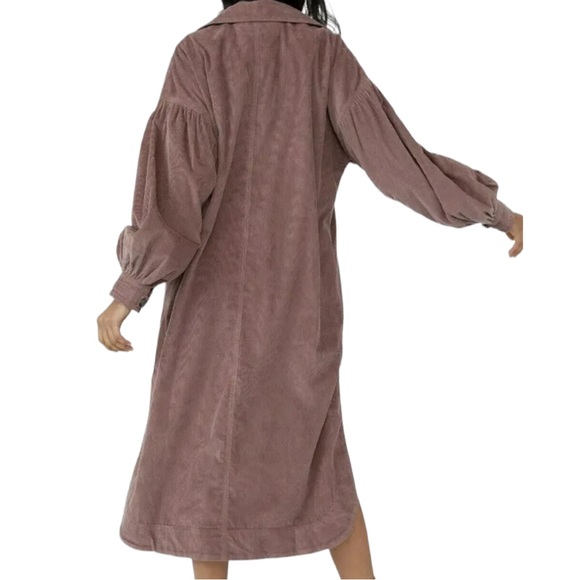 Free People Jenna Cord Trench XS & XL Taupe Purple Longline Button Corduroy Coat - Picture 8 of 9